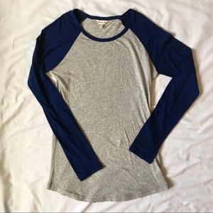 Forever 21 Navy and Grey Baseball Tee